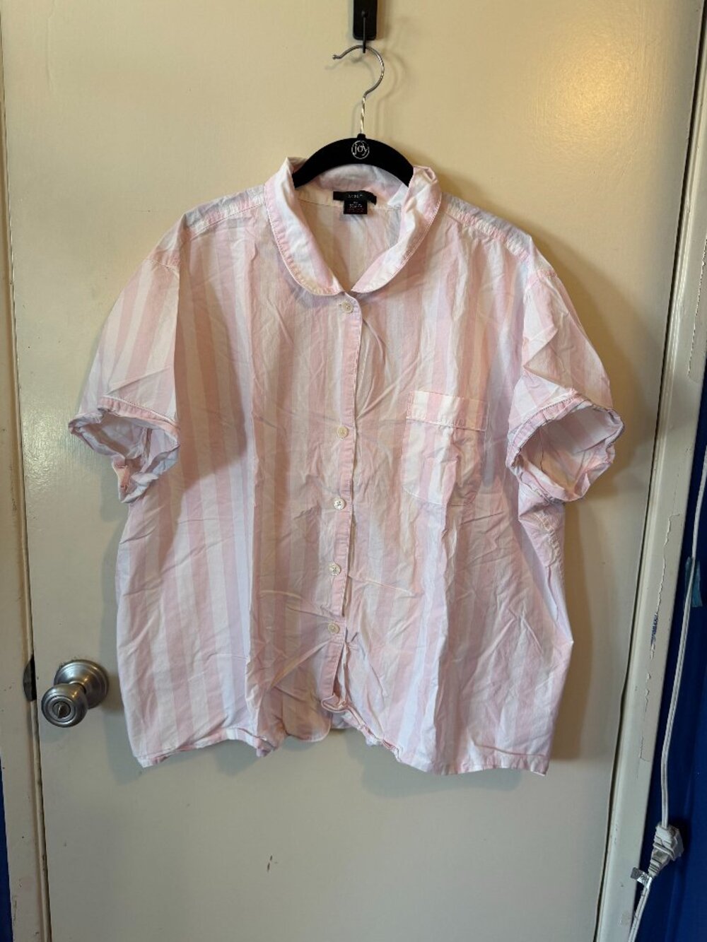 J Crew Pink and White Cabana Striped Poplin Pajamas (Pants and Top)